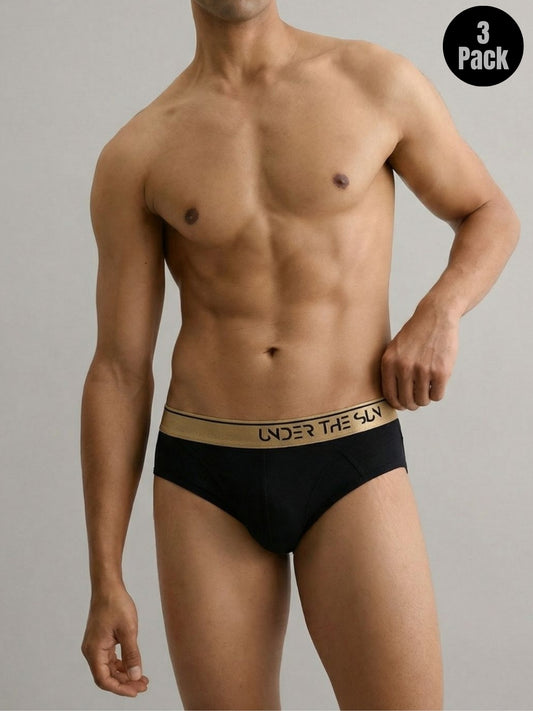 Noir Gold Briefs | Pack of 3