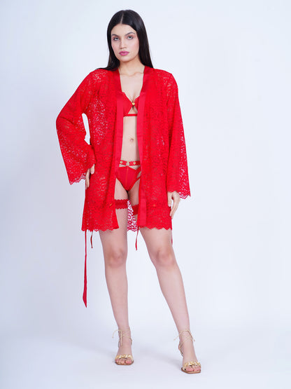 Scarlett Kimono Short (Red Robe)