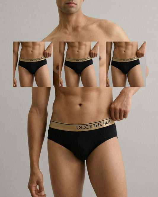 Noir Gold Briefs | Pack of 3