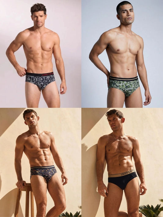 Pack of 4 | Rhythem Ikat, Predator, Firepower & Noir Gold Briefs