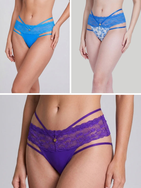 Pack of 3 | Carina, Lilac Passion & Saphire Siren Thongs