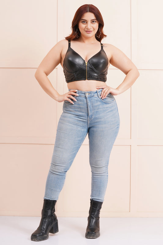Enigma Faux Leather Bra