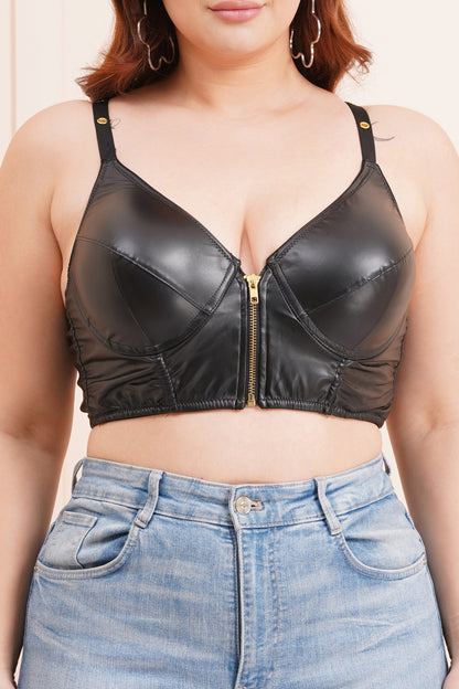 Enigma Faux Leather Bra