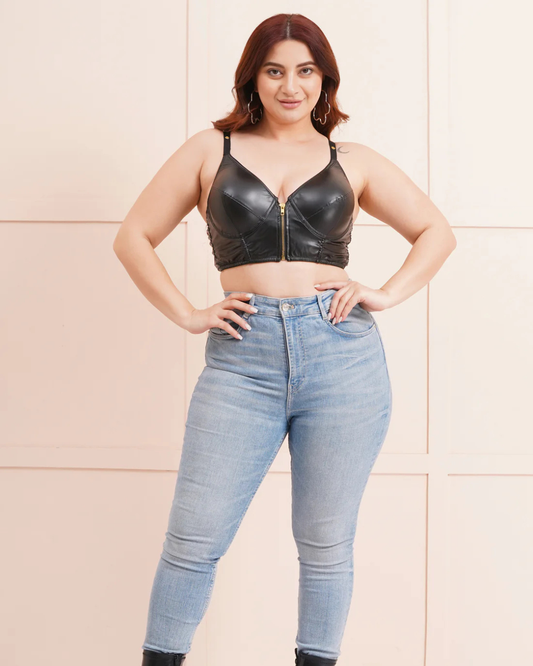 Enigma Faux Leather Bra